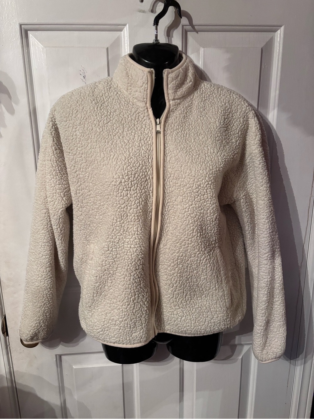Forever 21 Cream Teddy Sherpa Full-Zip Jacket